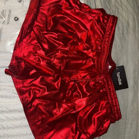 NWT Metallic Red Athletic Shorts - Picture 2 of 7